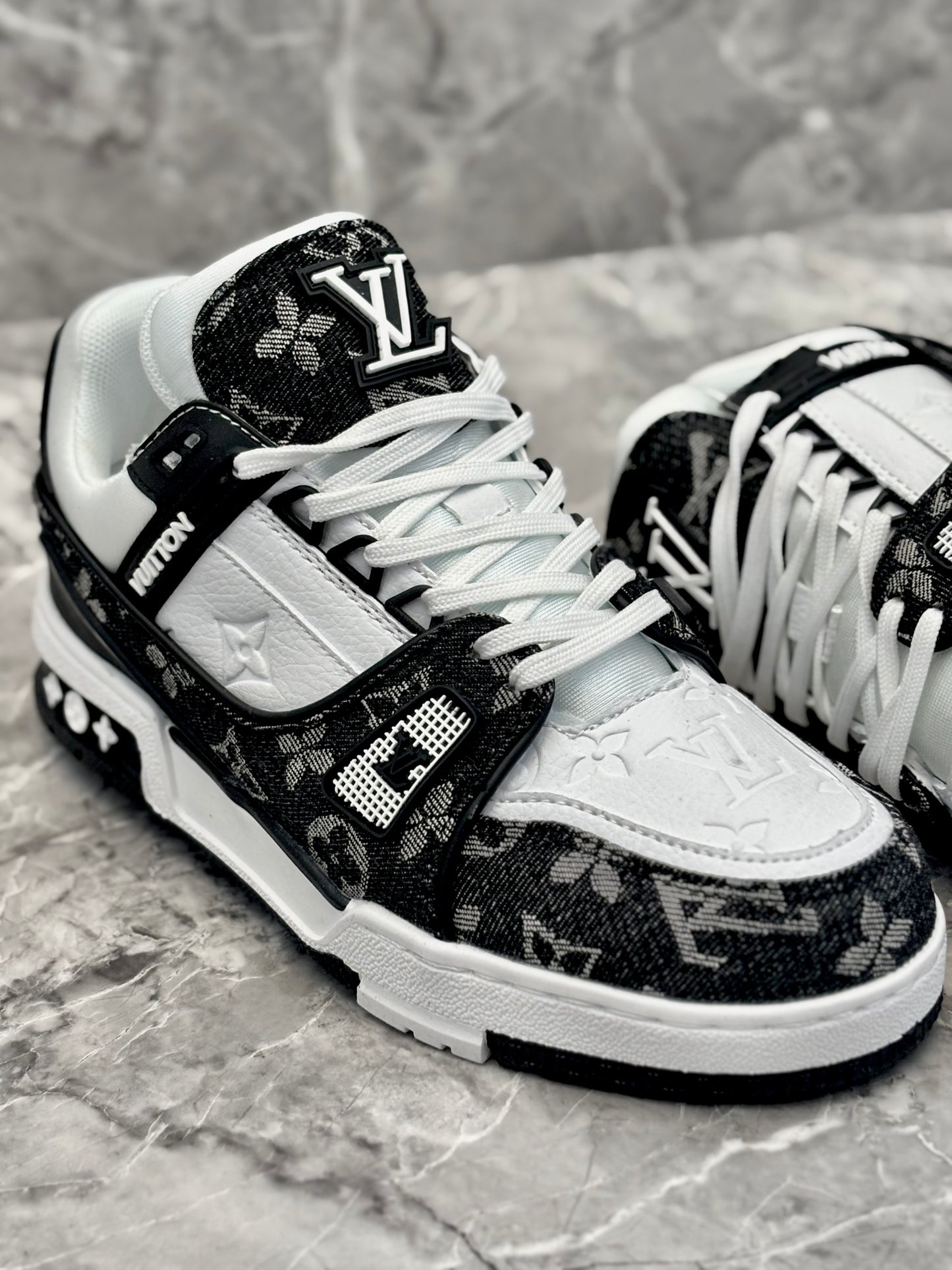 Louis Vuitton LV Trainer "White and Black Monogram Denim"
