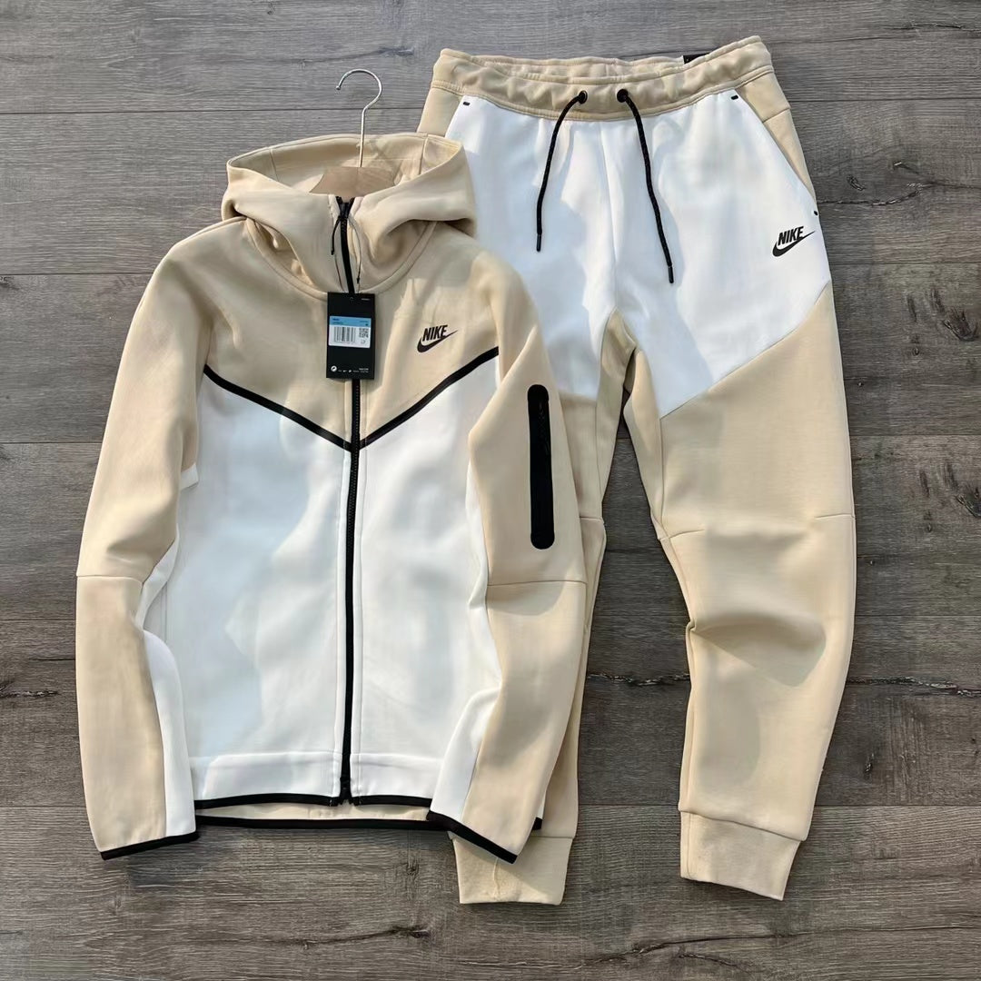 Conjunto Nike Tech Fleece Full Zip Brown/White/Black
