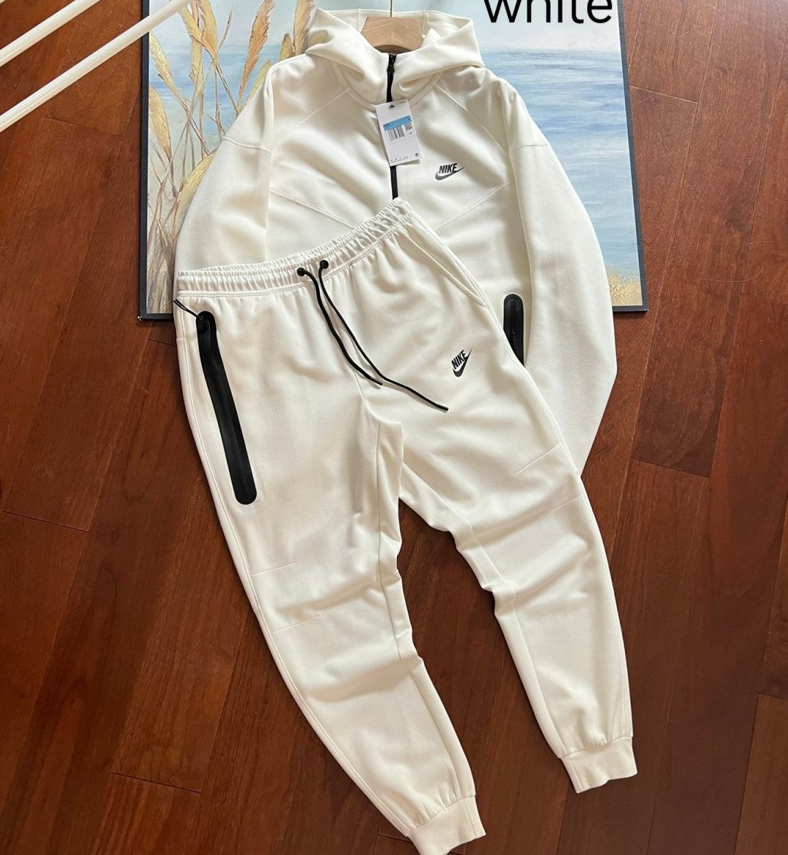 Conjunto Nike Sportswear Tech Fleece Full Zip White