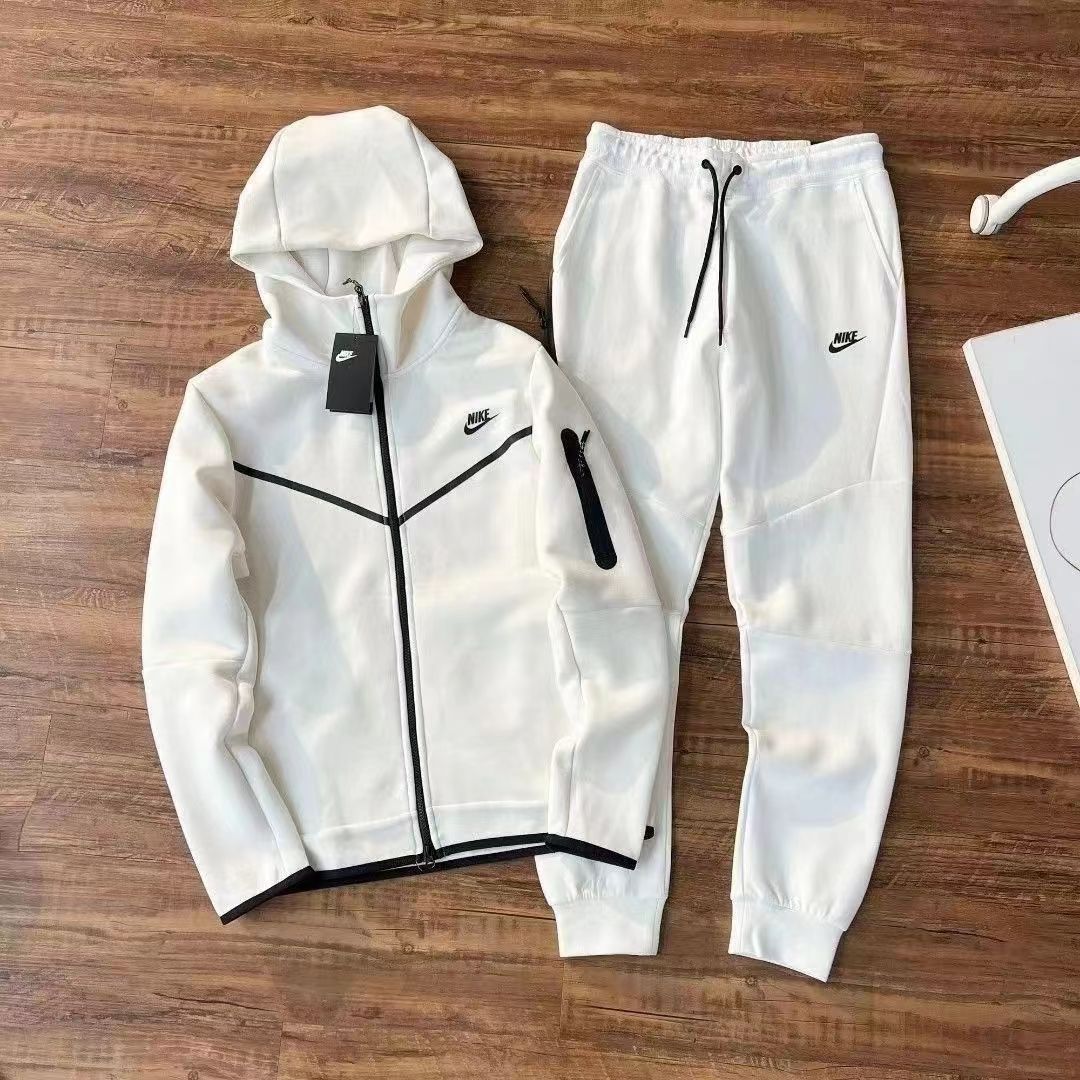 Conjunto Nike Tech Fleece Full Zip White/Black