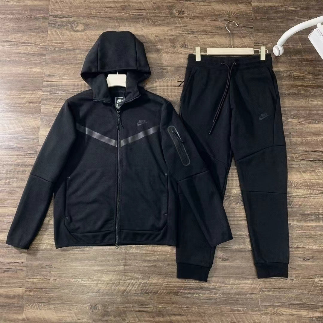 Conjunto Nike Tech Fleece Full Zip Triple Black