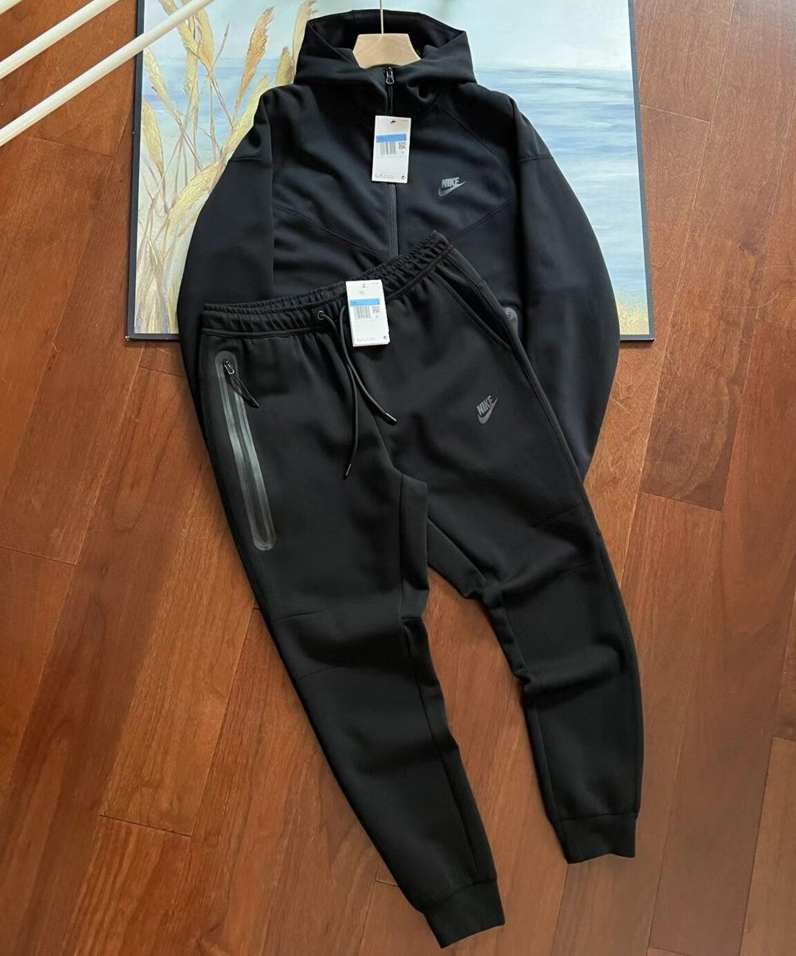 Conjunto Nike Sportswear Tech Fleece Full Zip Total Black