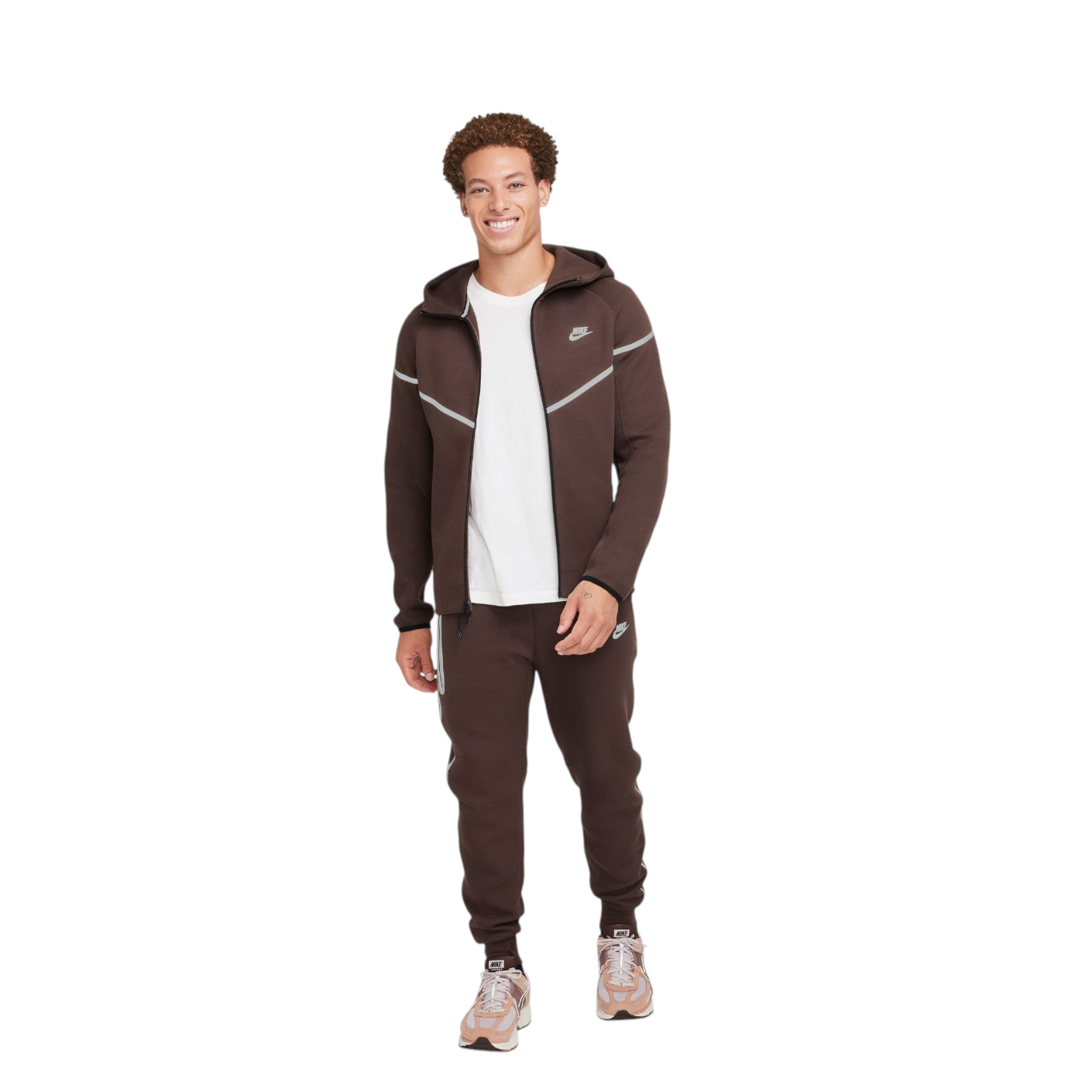 Conjunto Nike Sportswear Tech Fleece Full Zip Reflective Details Set Brown