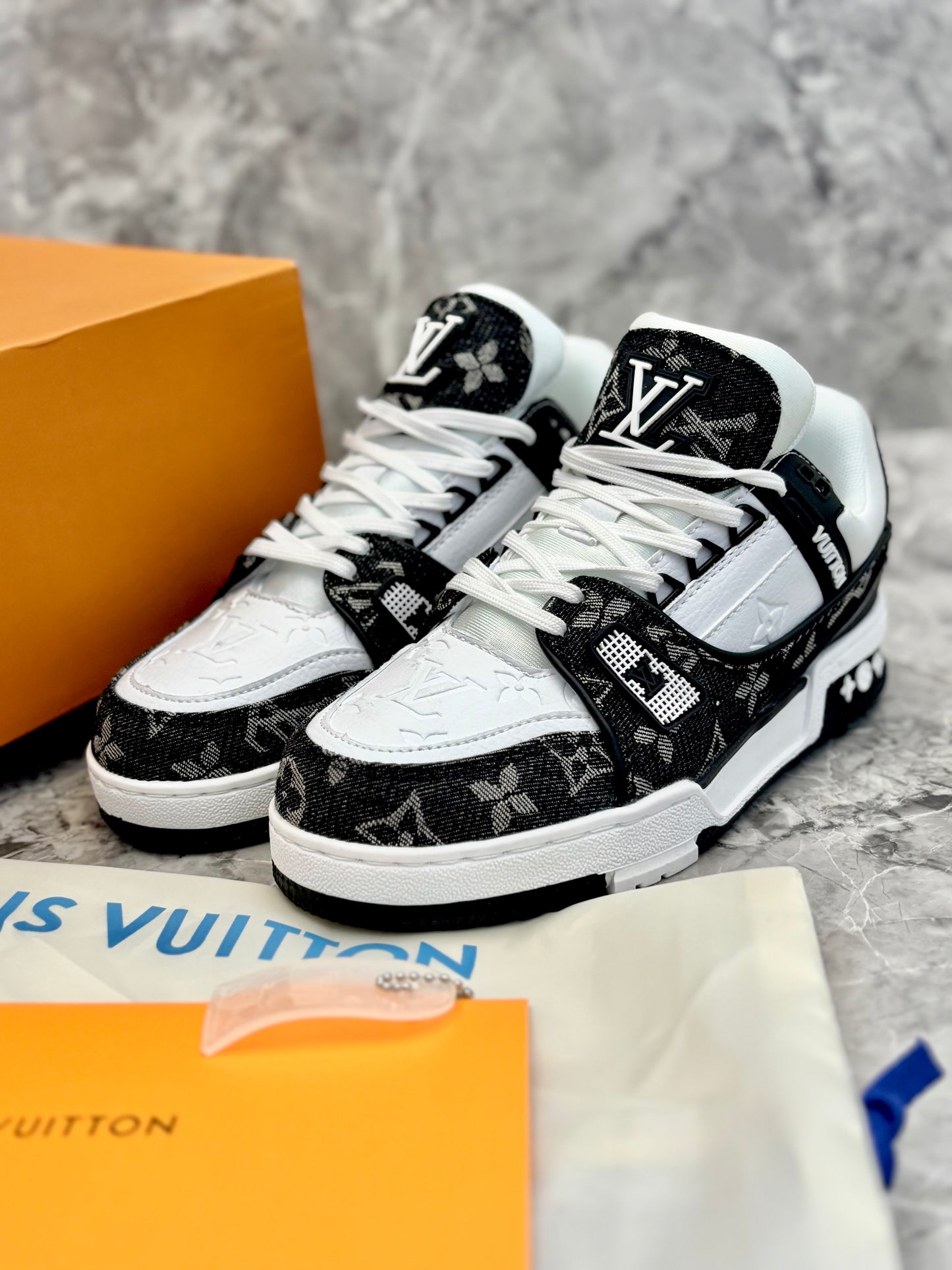 Louis Vuitton LV Trainer "White and Black Monogram Denim"