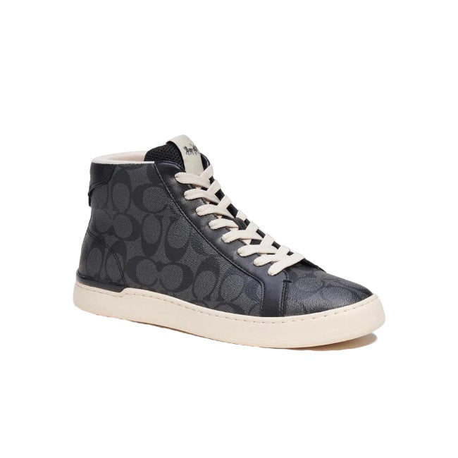 Coach Outlet Clip High Top "Black and Gray Signature Canvas Print"