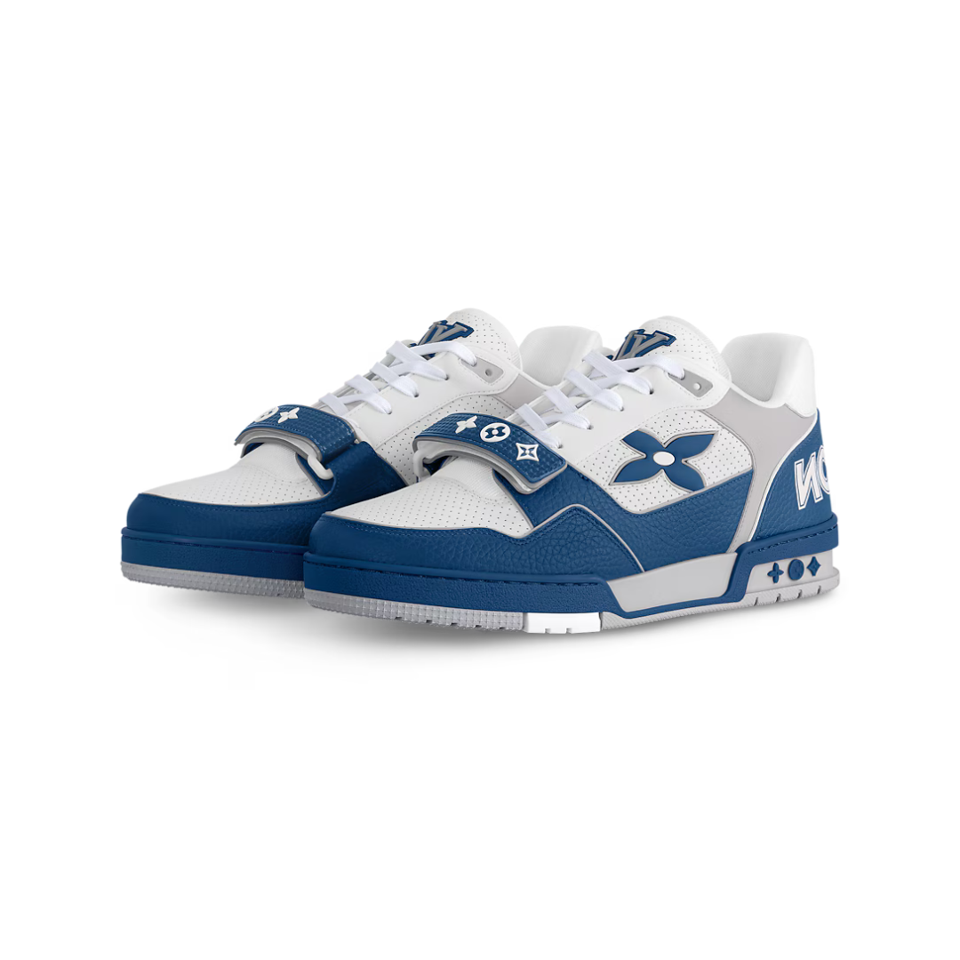 Louis Vuitton LV Trainer "White and Blue" Velcro Strap