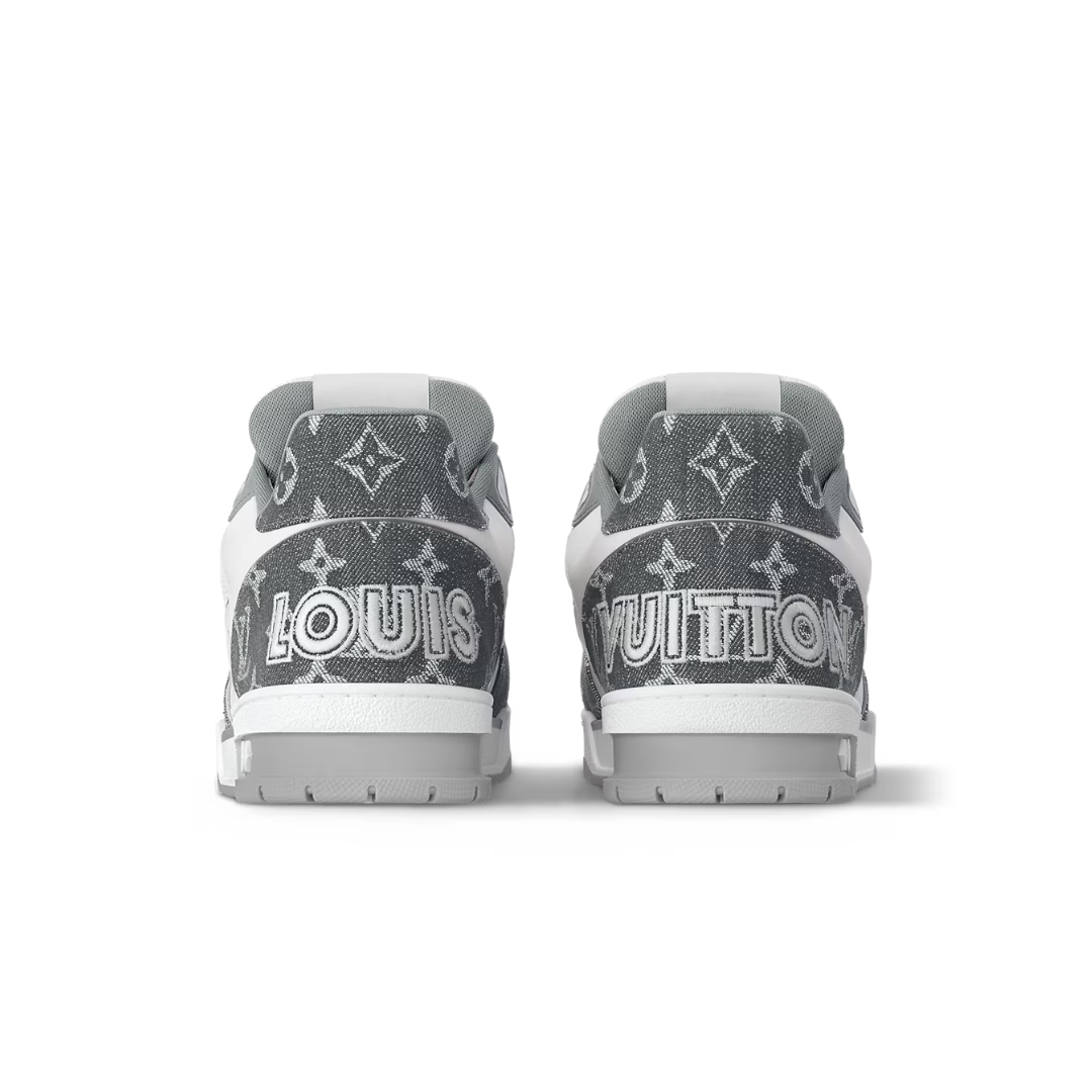 Louis Vuitton LV Trainer  "White and Grey Monogram Denim" Velcro Strap