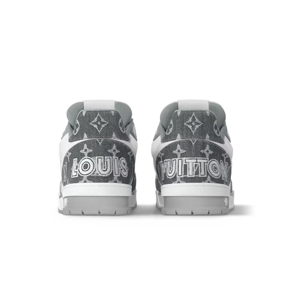 Louis Vuitton LV Trainer  "White and Grey Monogram Denim" Velcro Strap