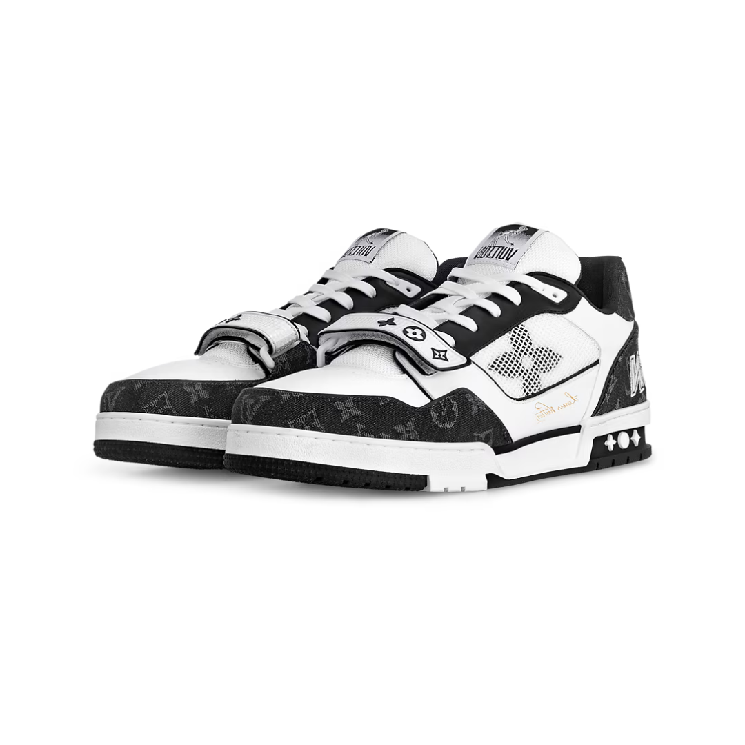Louis Vuitton LV Trainer "White and Black Monogram Denim" Velcro Strap