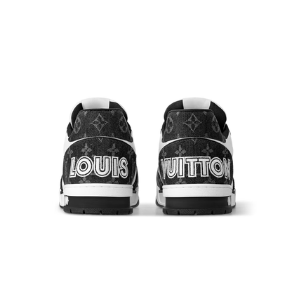 Louis Vuitton LV Trainer "White and Black Monogram Denim" Velcro Strap