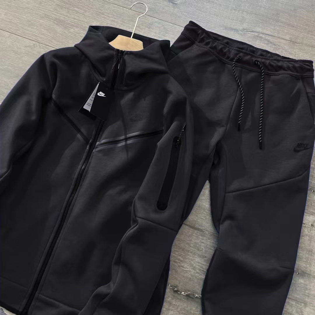 Conjunto Nike Tech Fleece Full Zip Triple Black