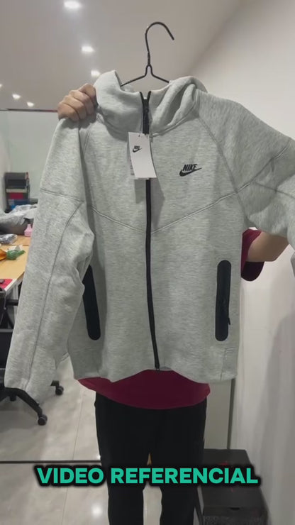 Poleron Nike Sportswear Tech Fleece Full Zip Gray Speckled/Black