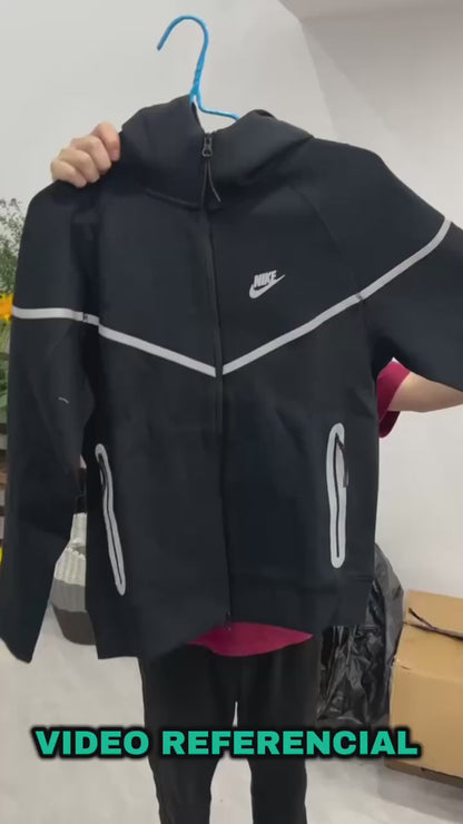 Poleron Nike Sportswear Tech Fleece Full Zip Reflective Details Set Black/Bemis Silver